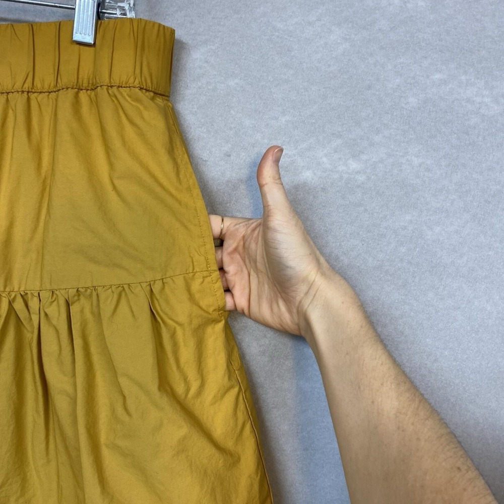 Who What Wear Women L Tiered Skirt Mustard Yellow Cotton Elastic Midi Boho - Picture 8 of 10